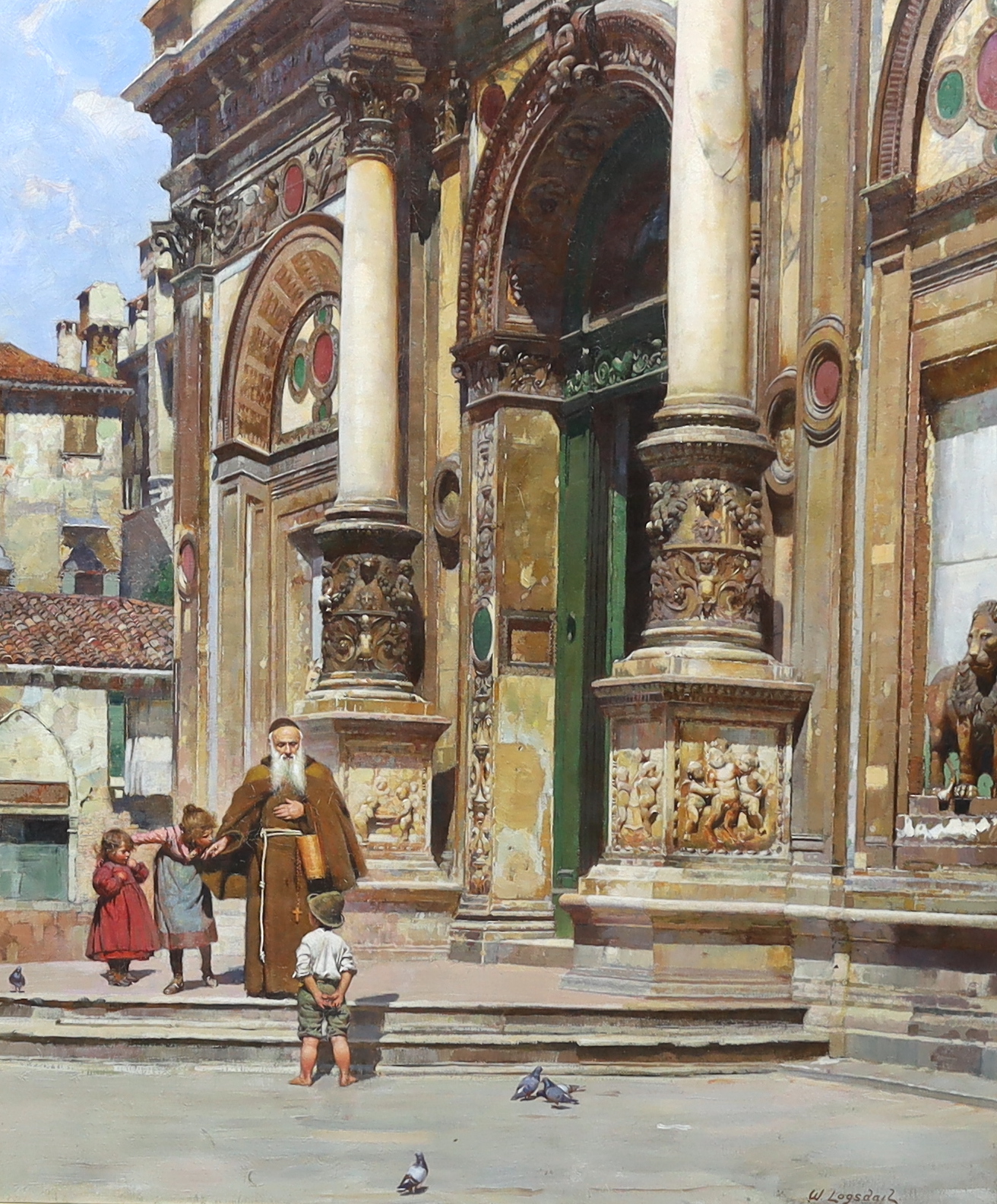 William Logsdail (English, 1859-1944), 'Il Buon Padre', oil on canvas, 62 x 51cm